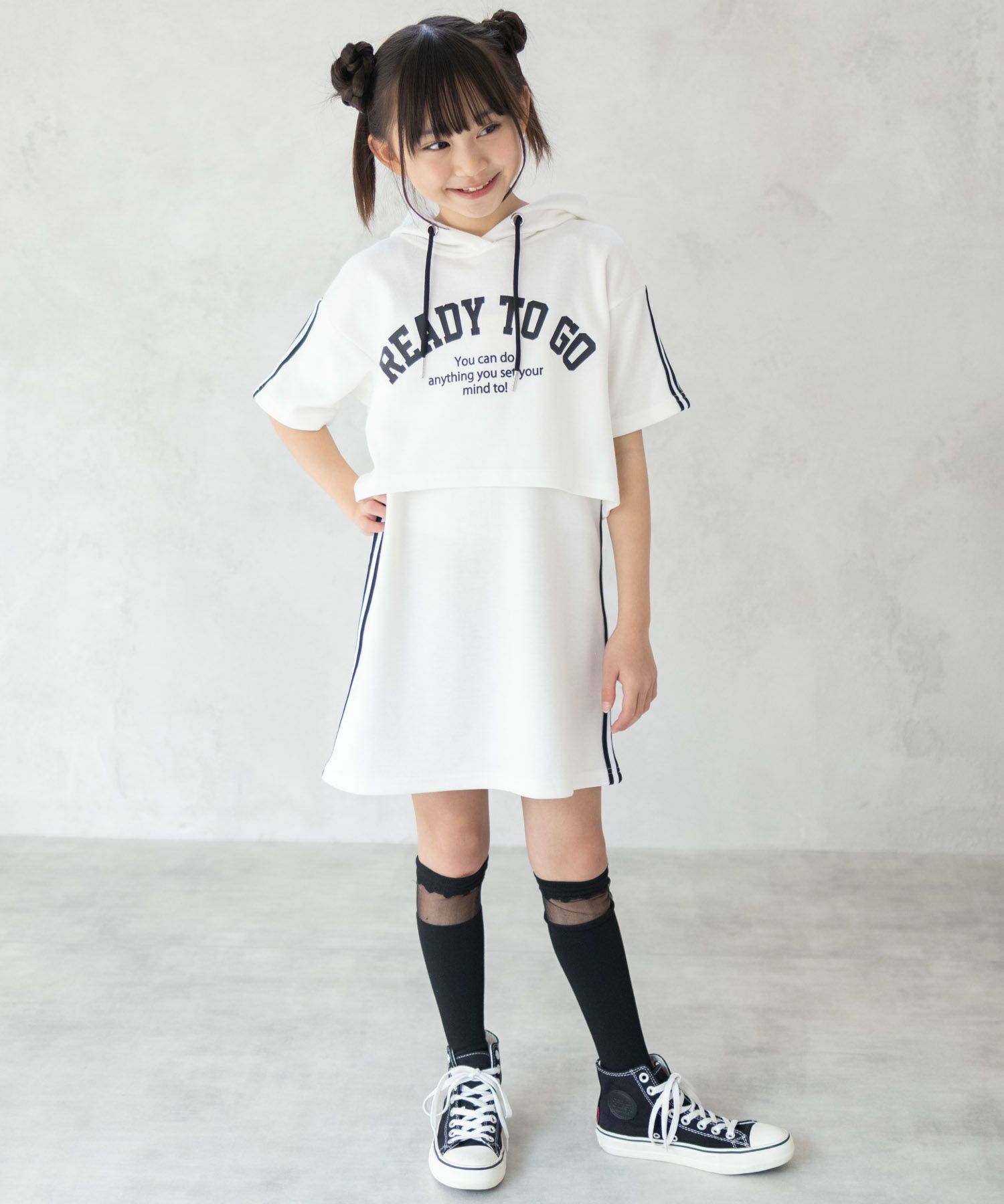 RICH MIX  ポンチ素材 パーカーラインワンピースアンサンブル キッズ商品画像-17