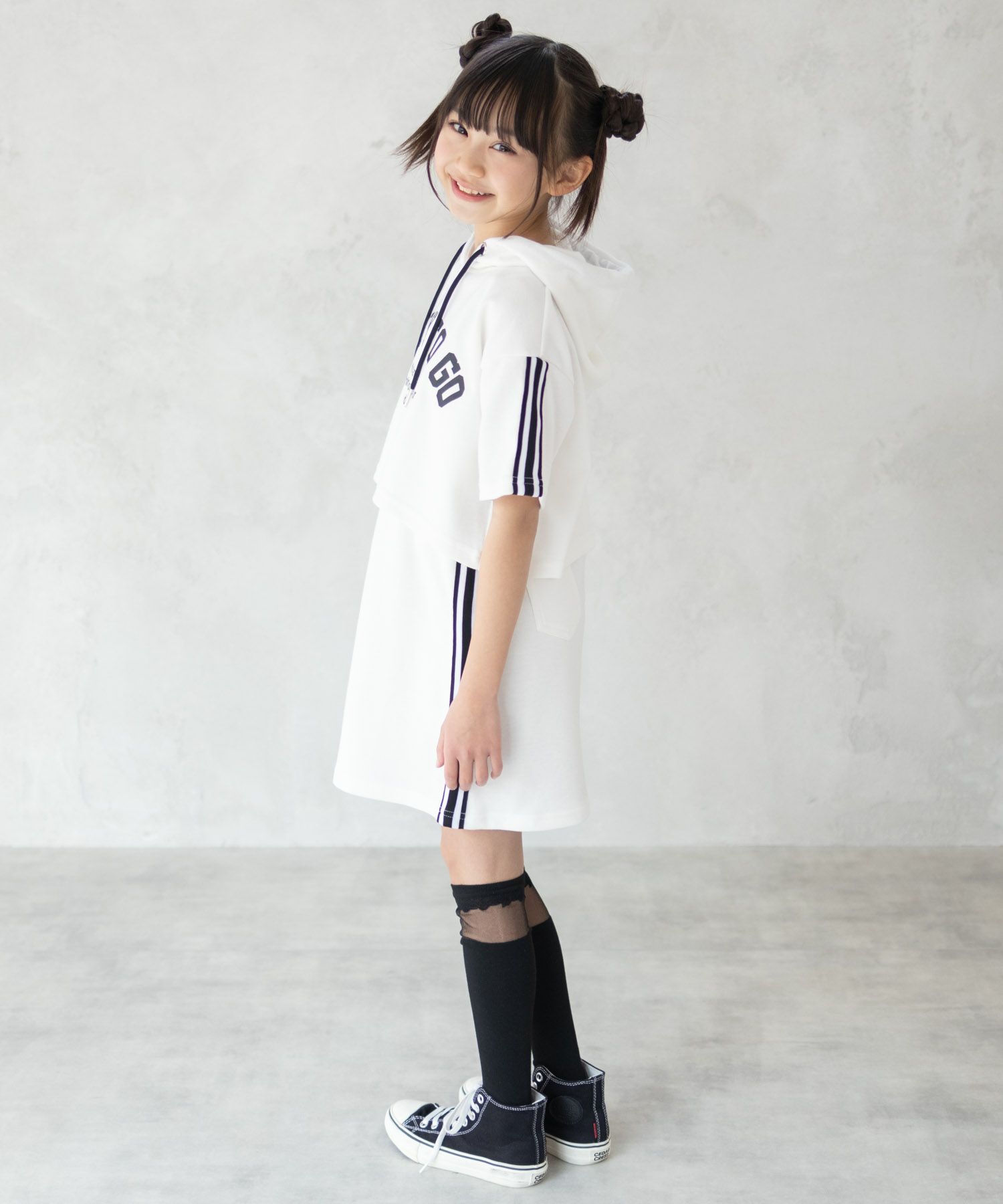 RICH MIX ポンチ素材 パーカーラインワンピースアンサンブル キッズ
