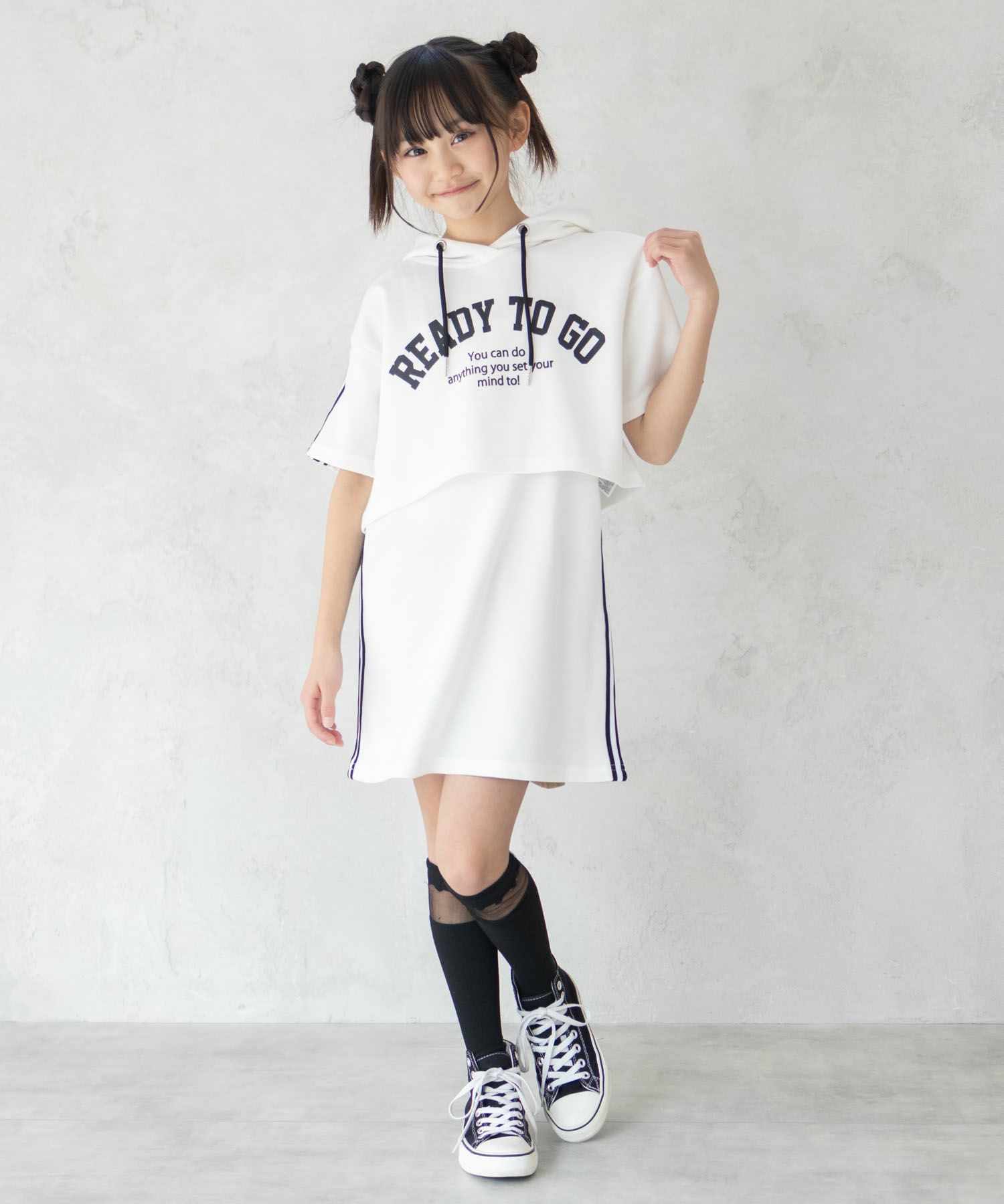 RICH MIX  ポンチ素材 パーカーラインワンピースアンサンブル キッズ商品画像-20