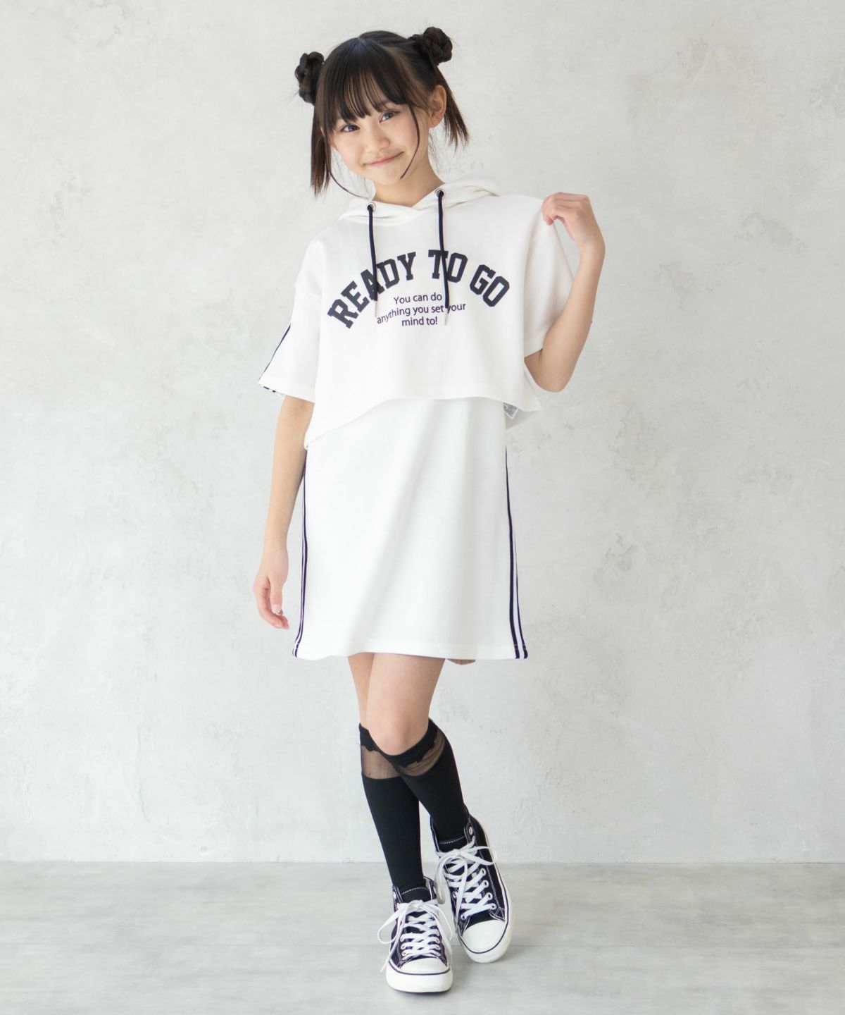 RICH MIX ポンチ素材 パーカーラインワンピースアンサンブル キッズ