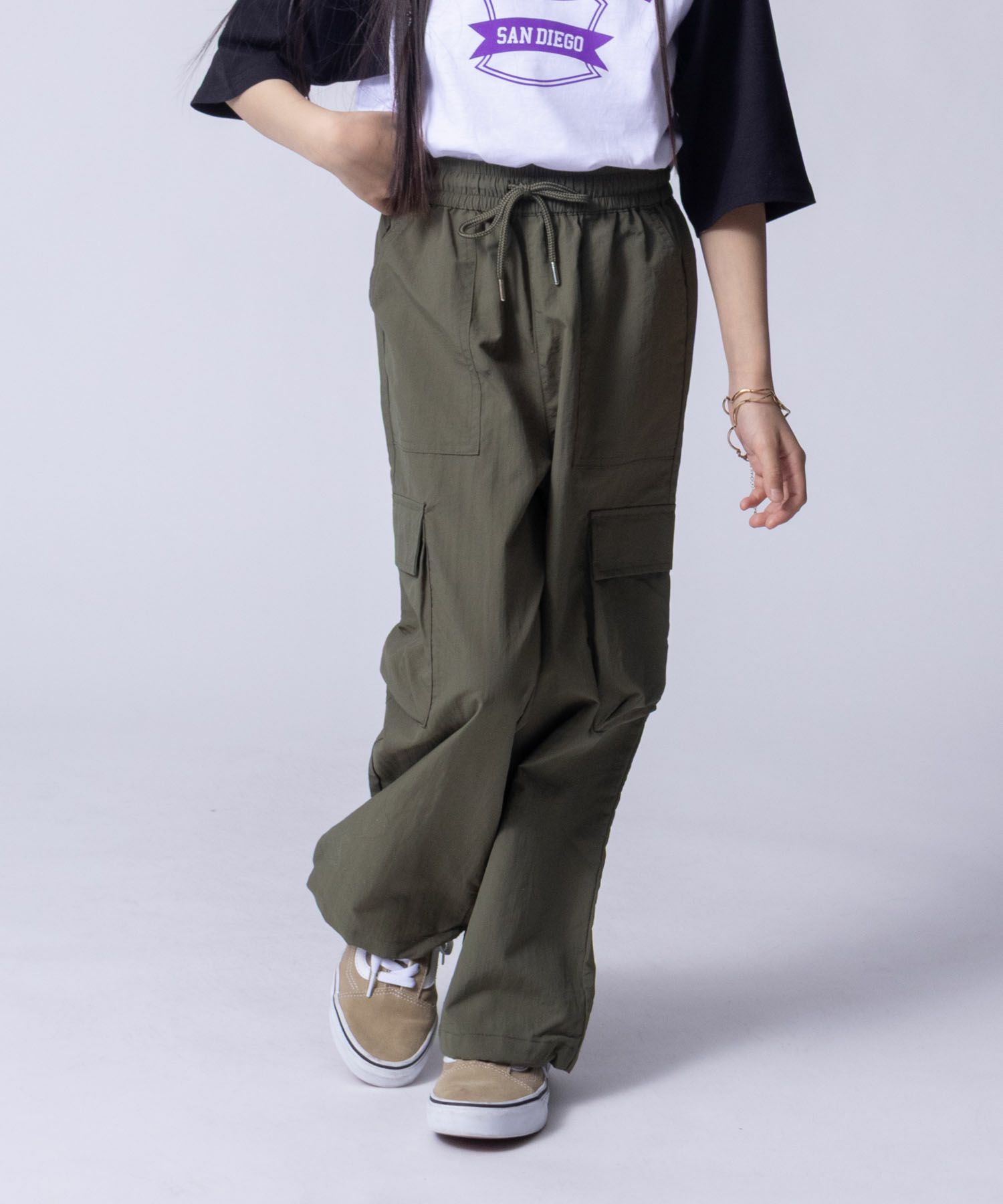 NAVY  ナイロンカーゴパンツ キッズ商品サムネイル-1