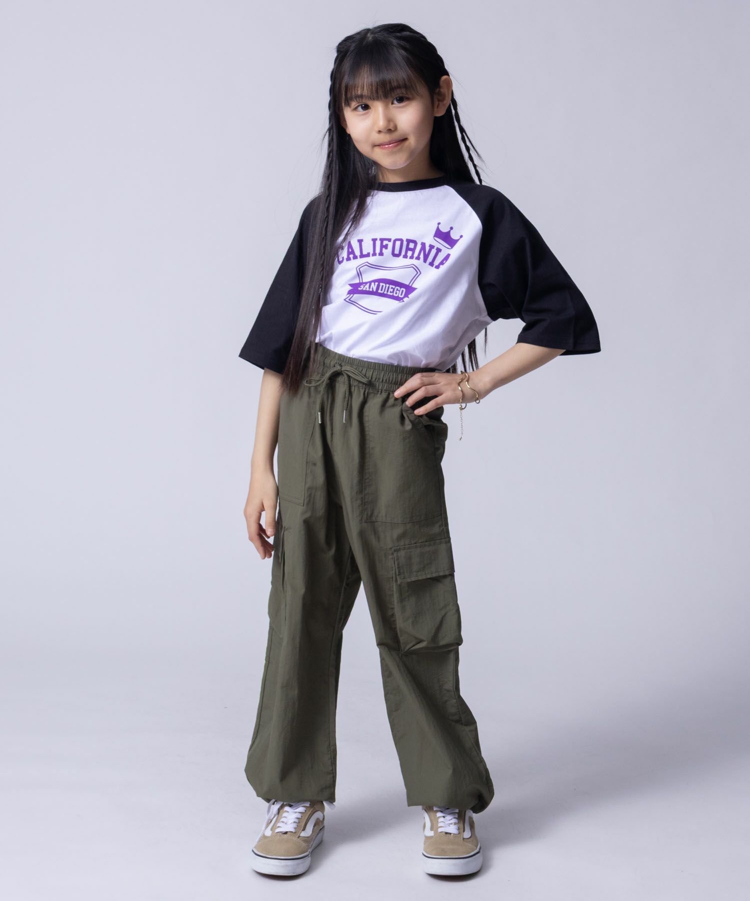 NAVY  ナイロンカーゴパンツ キッズ商品画像-3