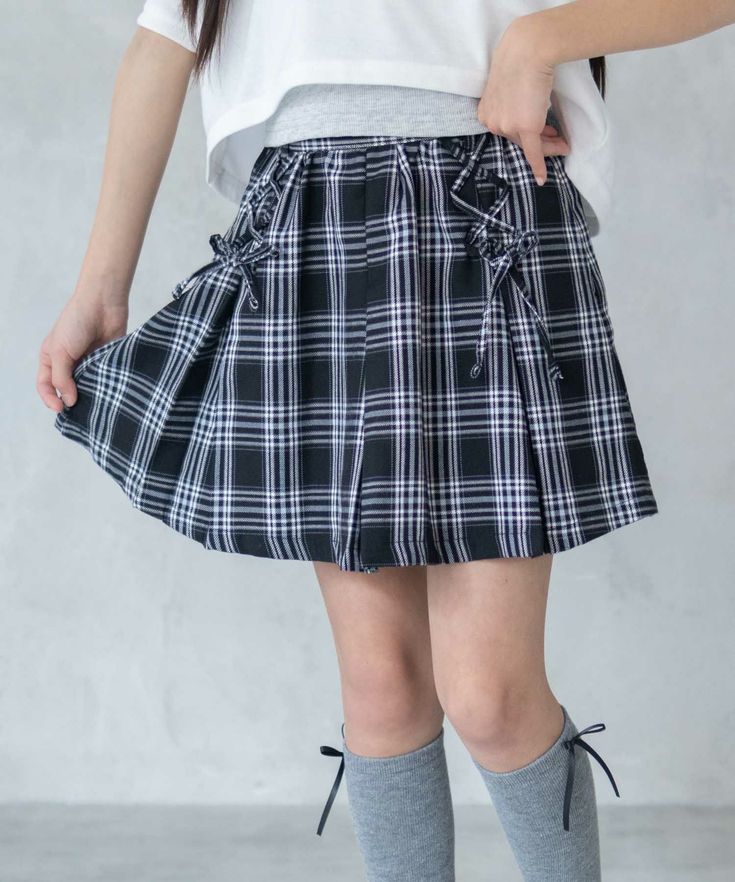 RICH MIX  チェックレースアップスカート キッズ商品サムネイル-1