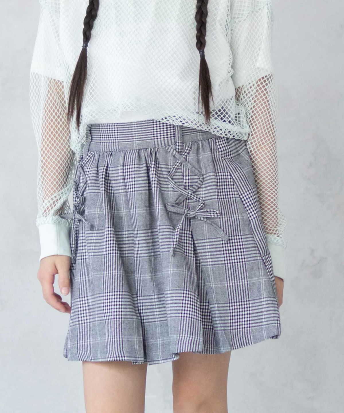 RICH MIX チェックレースアップスカート キッズ