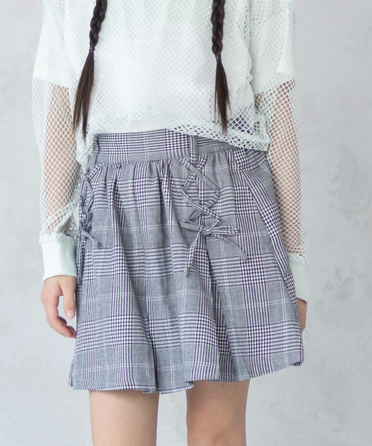 RICH MIX チェックレースアップスカート キッズ