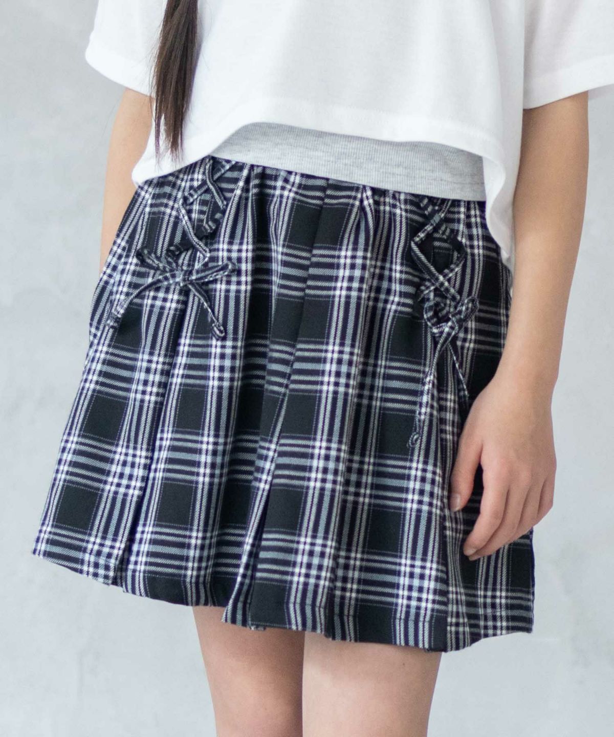 RICH MIX チェックレースアップスカート キッズ