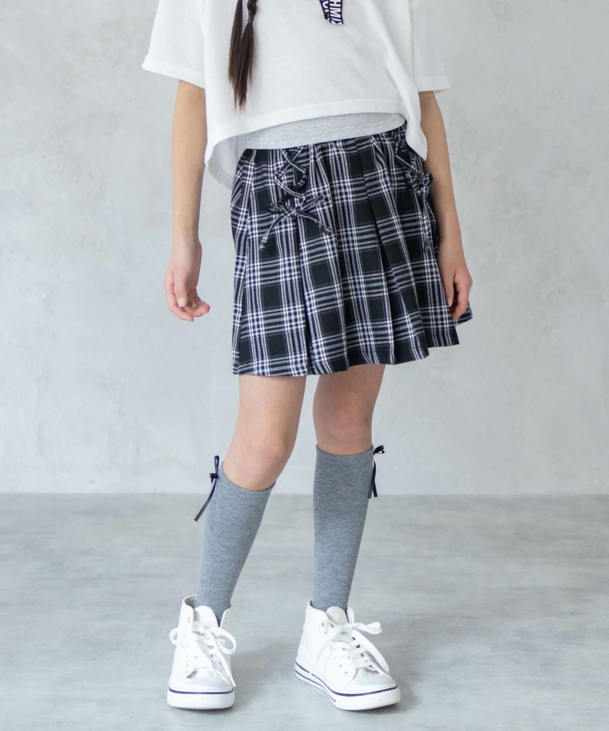 RICH MIX チェックレースアップスカート キッズ