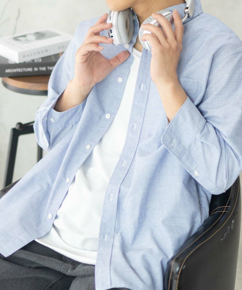 NAVY COOLMAX リネン七分袖シャツ メンズ商品画像-3