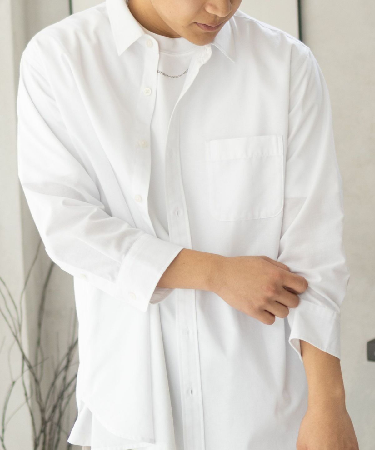 NAVY COOLMAX リネン七分袖シャツ メンズ