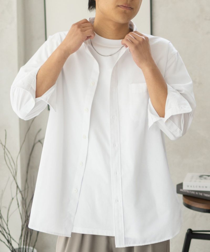 NAVY COOLMAX リネン七分袖シャツ メンズ商品画像-8