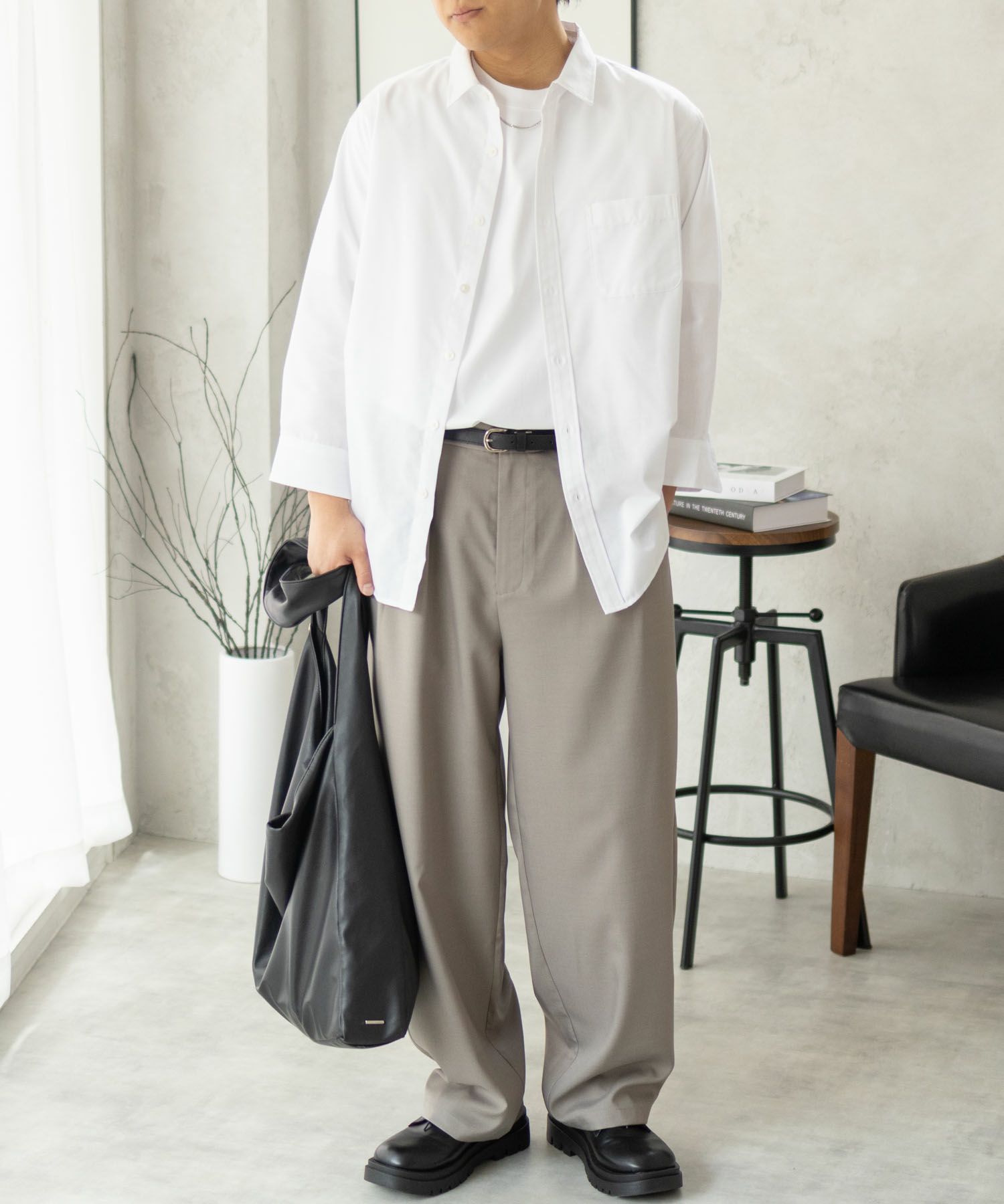 NAVY COOLMAX リネン七分袖シャツ メンズ商品画像-11