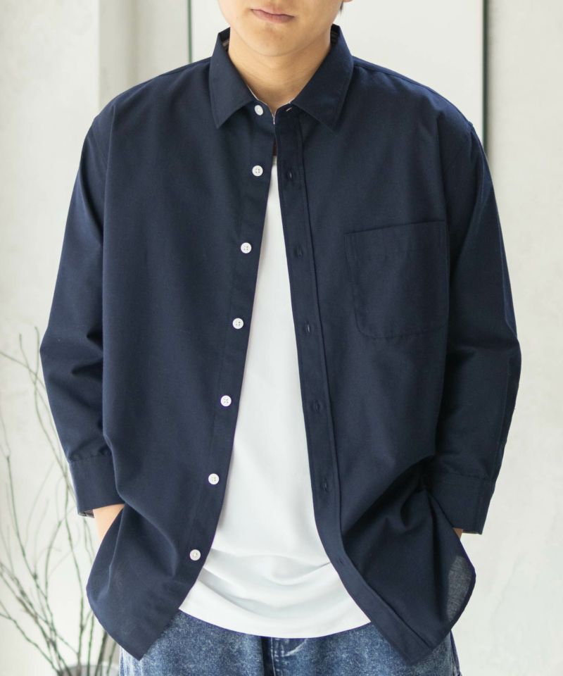 NAVY COOLMAX リネン七分袖シャツ メンズ商品画像-22