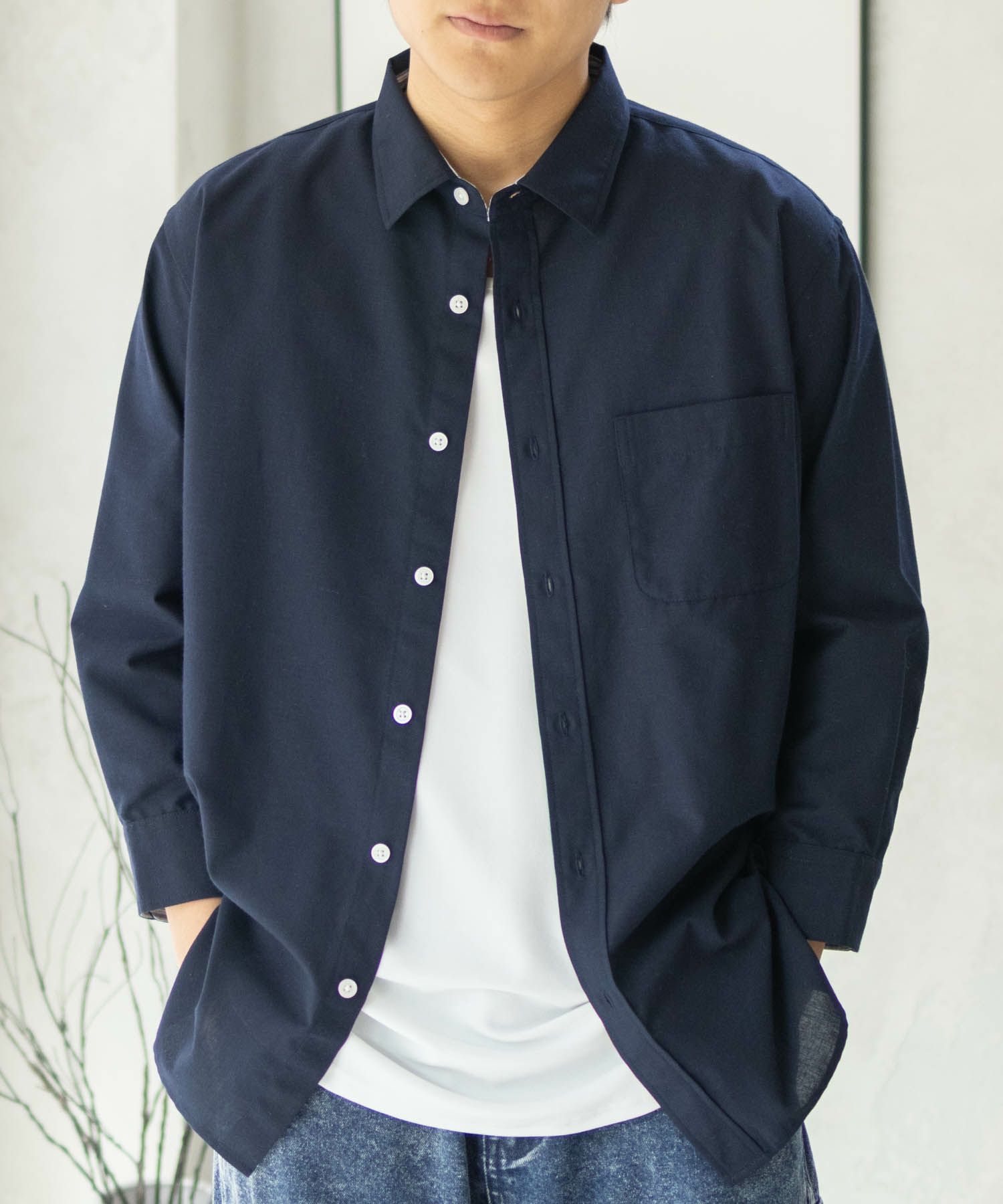 NAVY COOLMAX リネン七分袖シャツ メンズ商品画像-22