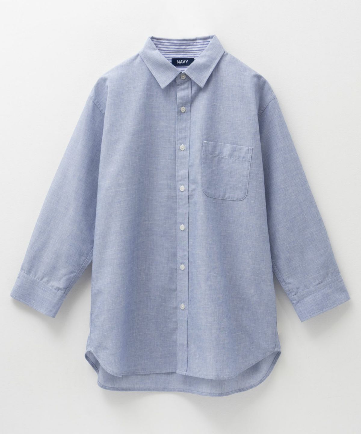 NAVY COOLMAX リネン七分袖シャツ メンズ