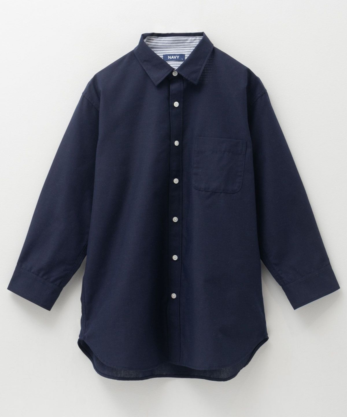 NAVY COOLMAX リネン七分袖シャツ メンズ