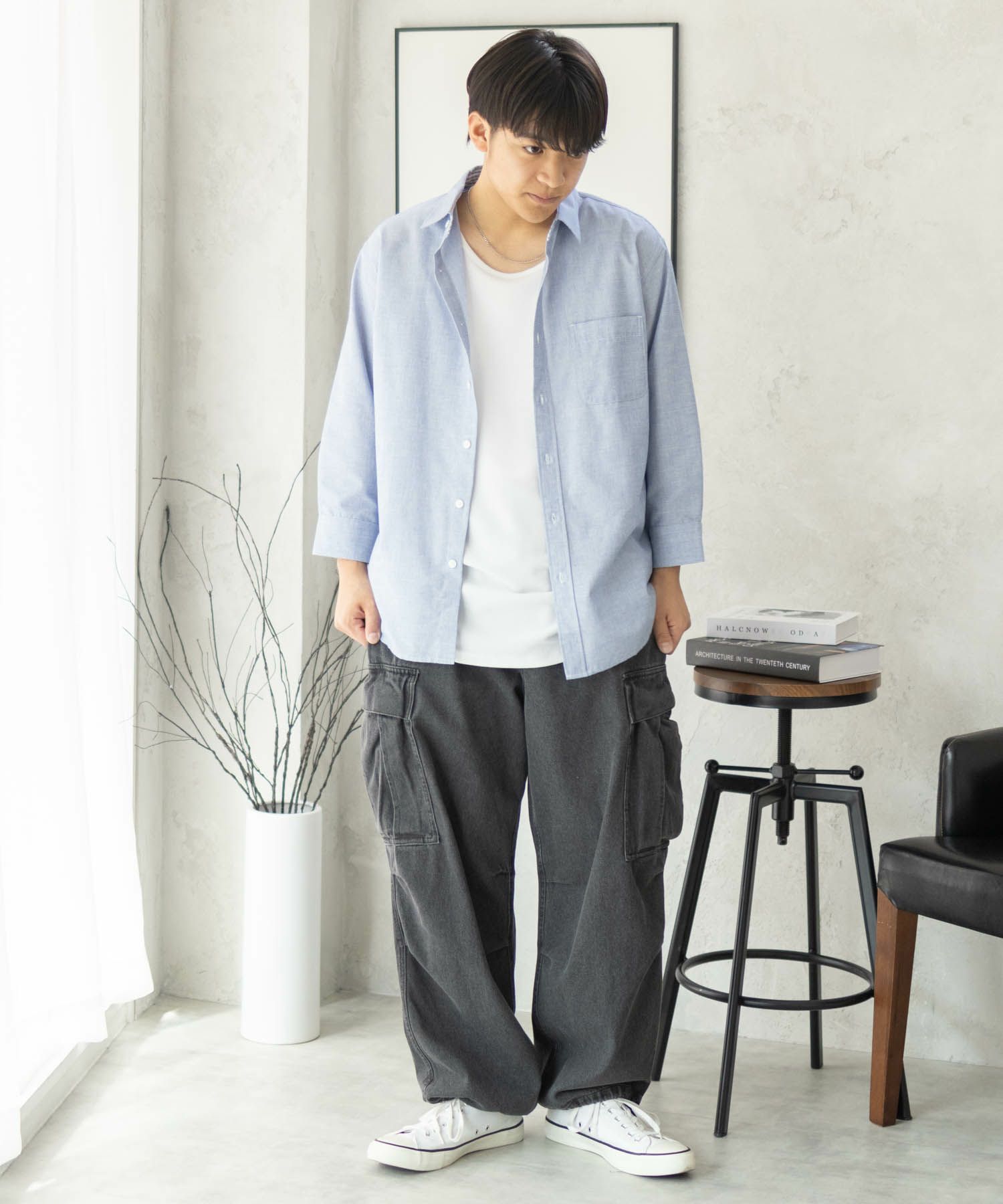 NAVY COOLMAX リネン七分袖シャツ メンズ商品サムネイル-38