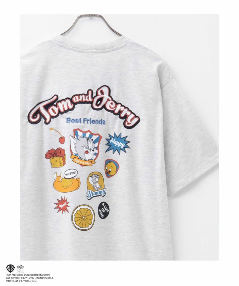 Tom and Jerry ロゴ刺繍プリントTシャツ メンズ メール便 対応商品商品画像-1