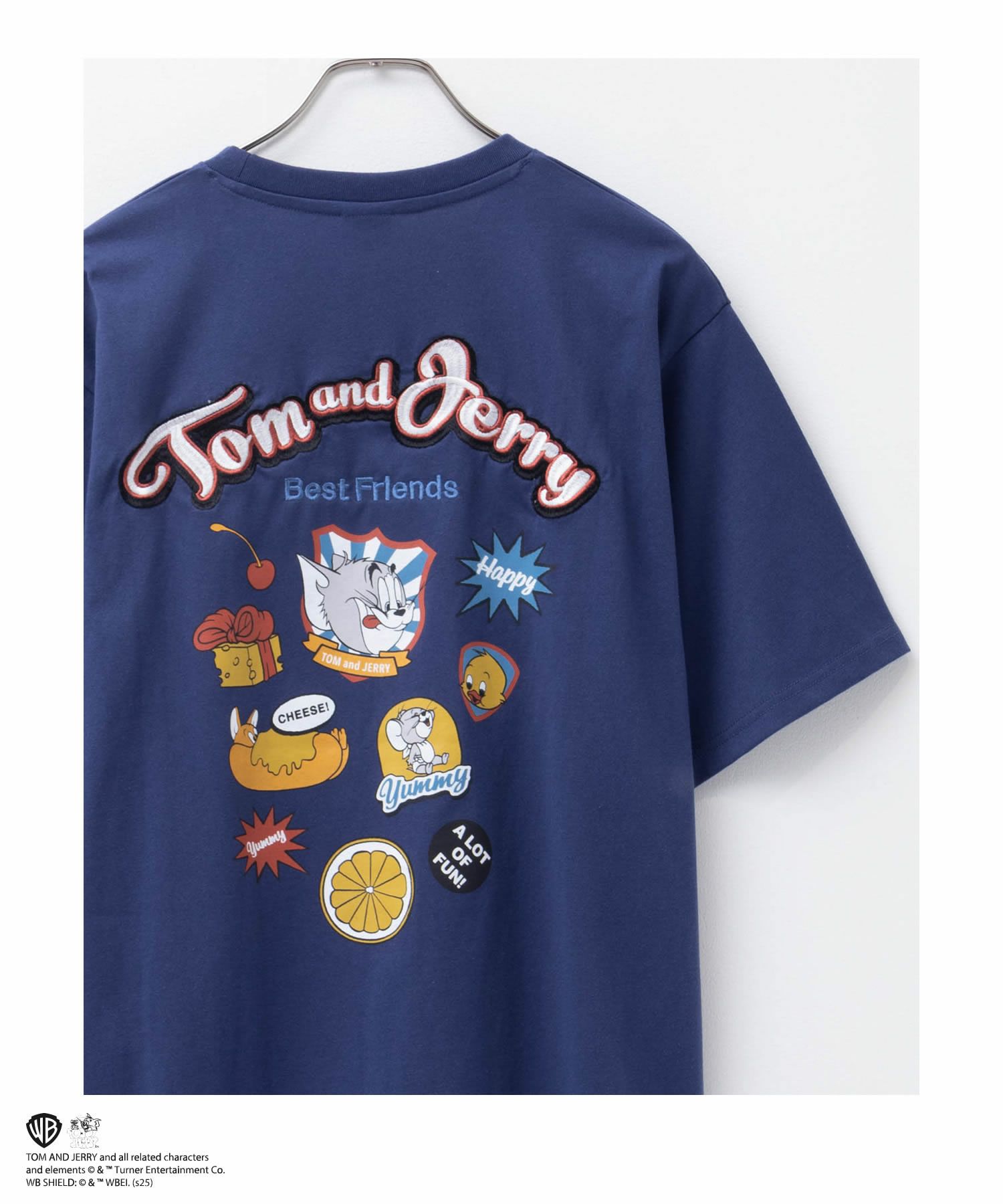 Tom and Jerry ロゴ刺繍プリントTシャツ メンズ メール便 対応商品商品画像-2