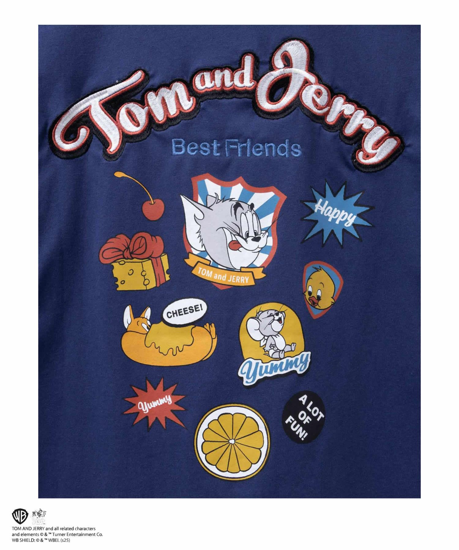 Tom and Jerry ロゴ刺繍プリントTシャツ メンズ ネコポス 対応商品