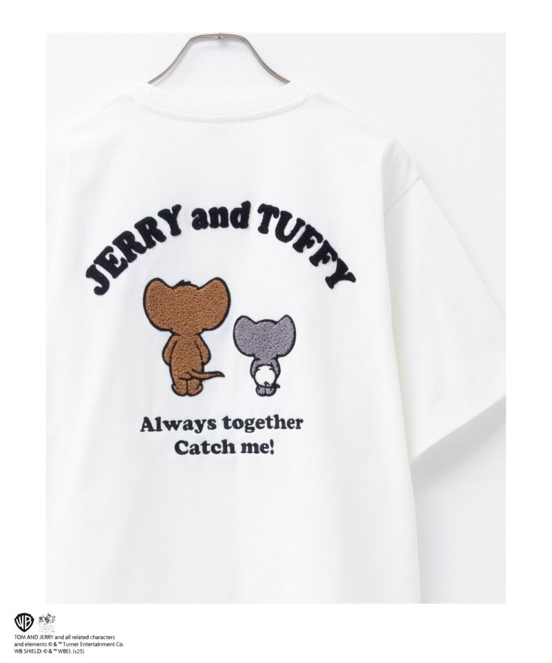 Tom and Jerry ジェリー タフィー サガラ刺繍Tシャツ メンズ