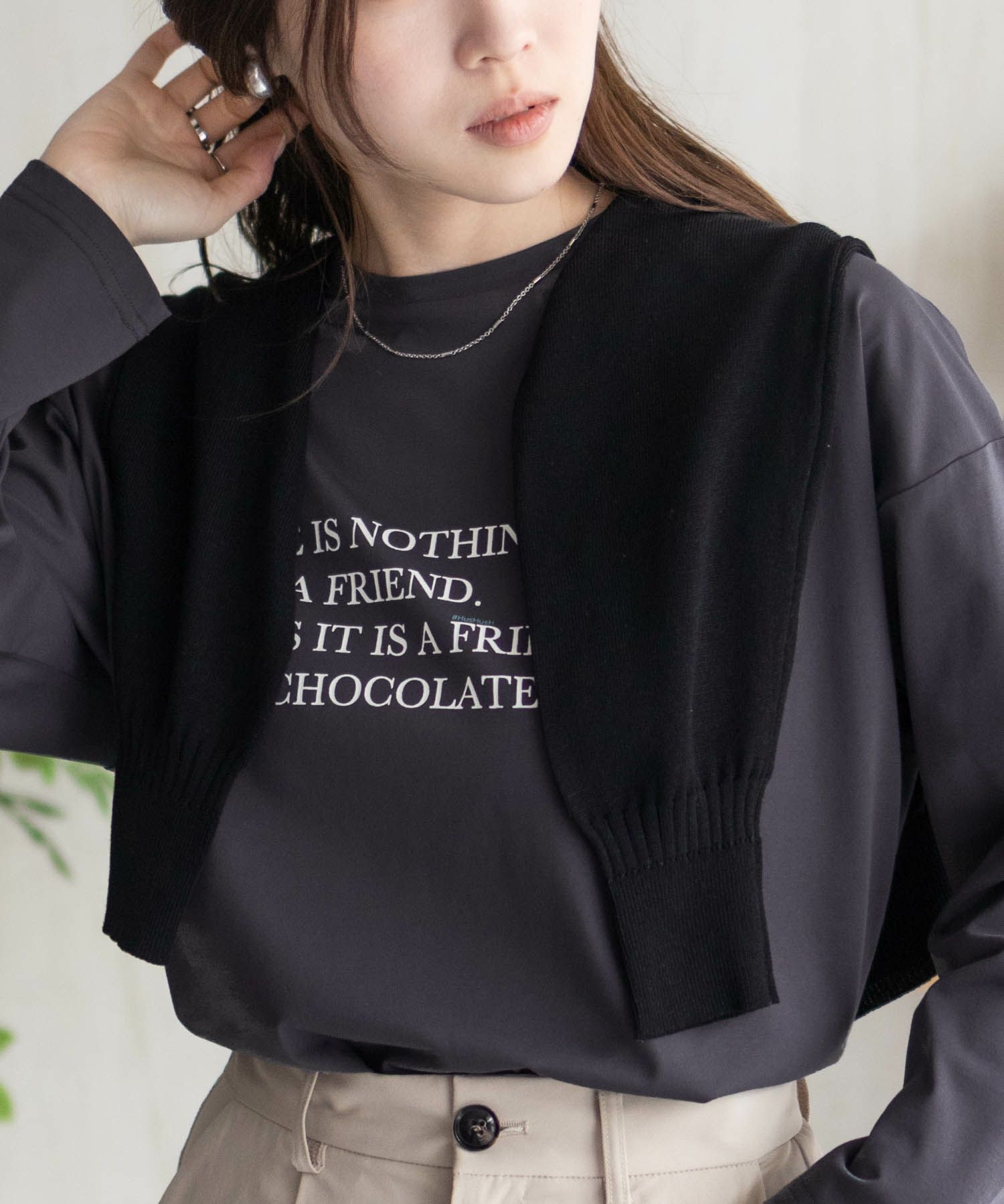 HusHusH  プリント長袖Tシャツ レディース メール便 対応商品商品画像-5