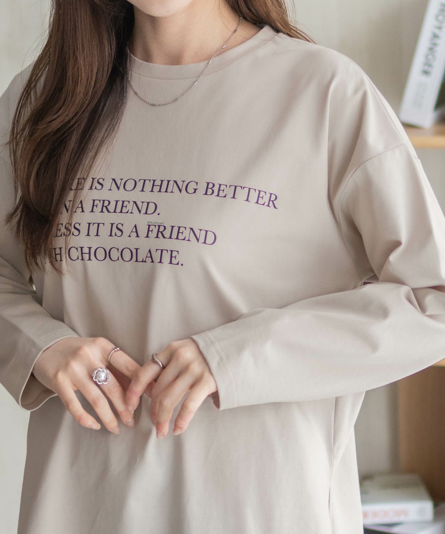 HusHusH プリント長袖Tシャツ レディース メール便 対応商品商品画像-14