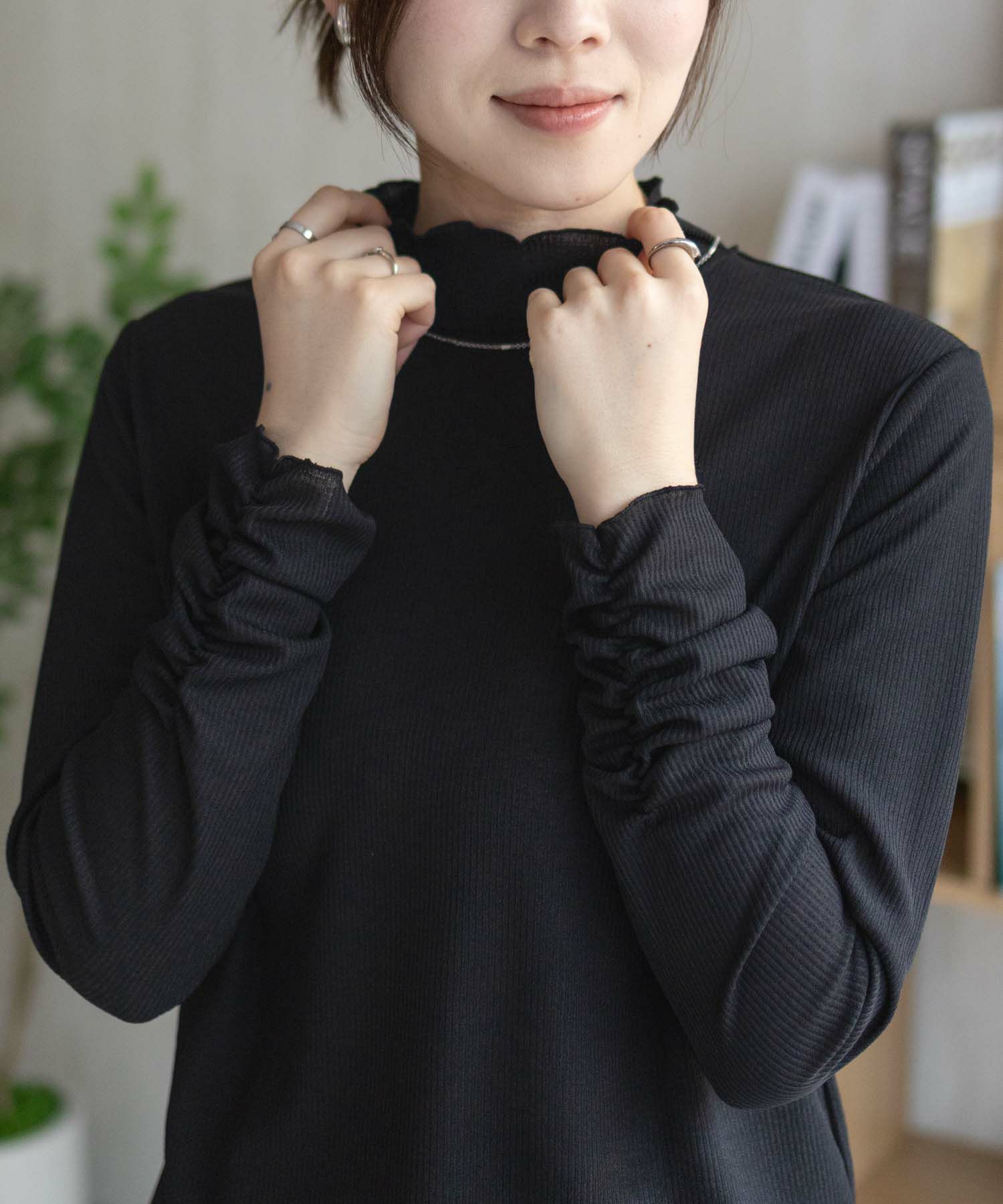 nAvy  シアーリブハイネック レディース メール便 対応商品商品画像-4