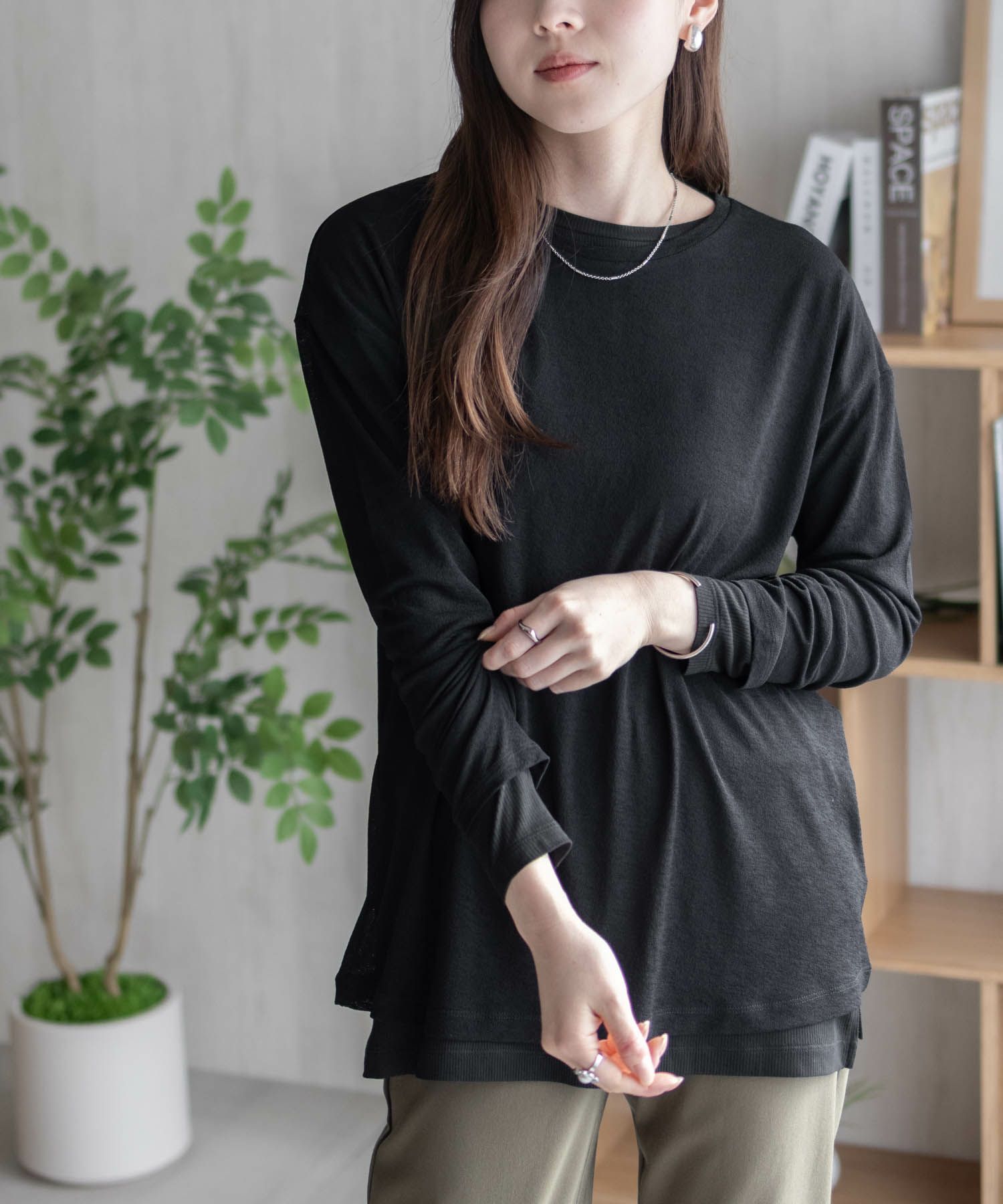 HusHusH  アンサンブルロングＴシャツ レディース メール便 対応商品商品画像-2