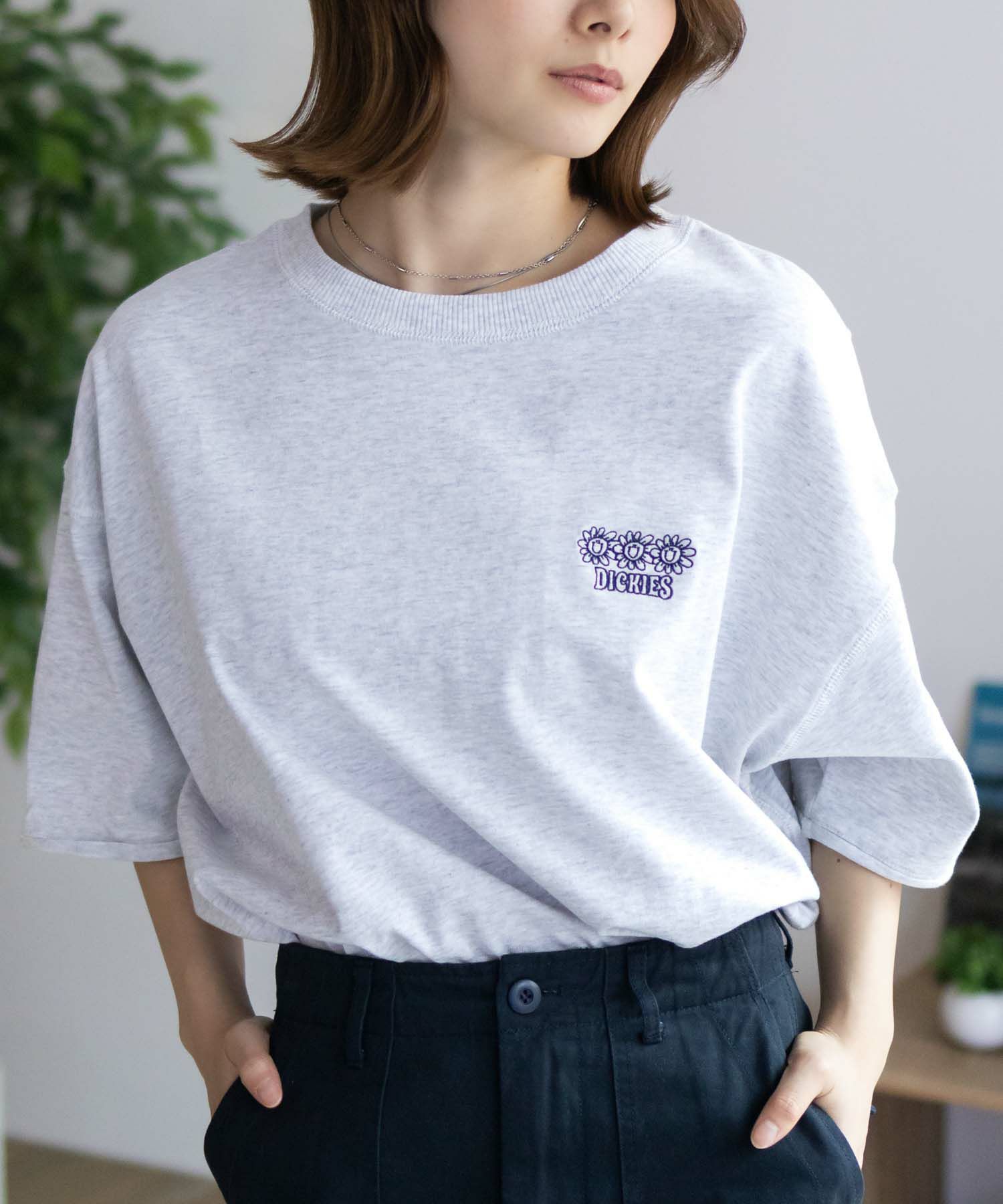 Dickies 配色ステッチ五分袖Tシャツ レディース ネコポス 対応商品