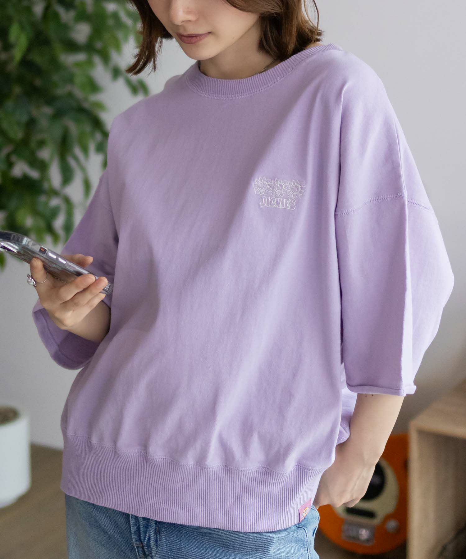 Dickies 配色ステッチ五分袖Tシャツ レディース ネコポス 対応商品