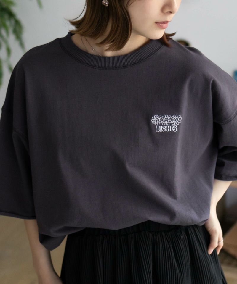 Dickies  配色ステッチ五分袖Tシャツ レディース メール便 対応商品商品画像-4