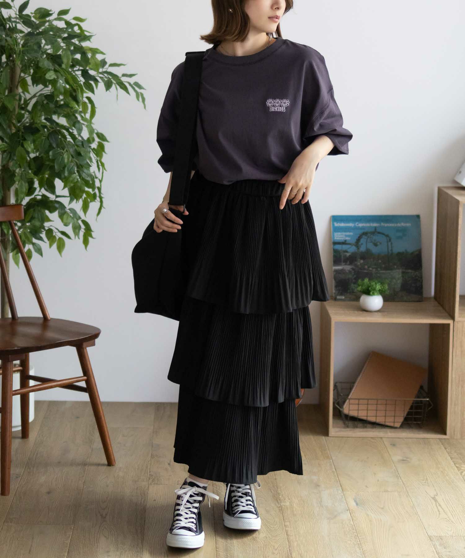 Dickies  配色ステッチ五分袖Tシャツ レディース メール便 対応商品商品画像-9