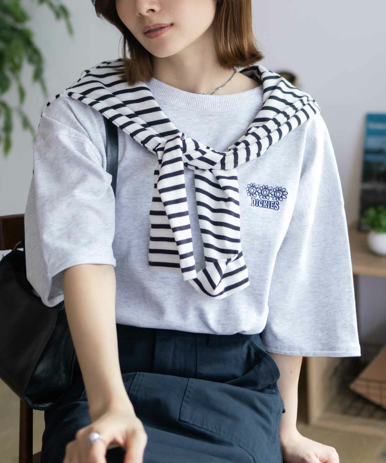 Dickies  配色ステッチ五分袖Tシャツ レディース メール便 対応商品商品サムネイル-12