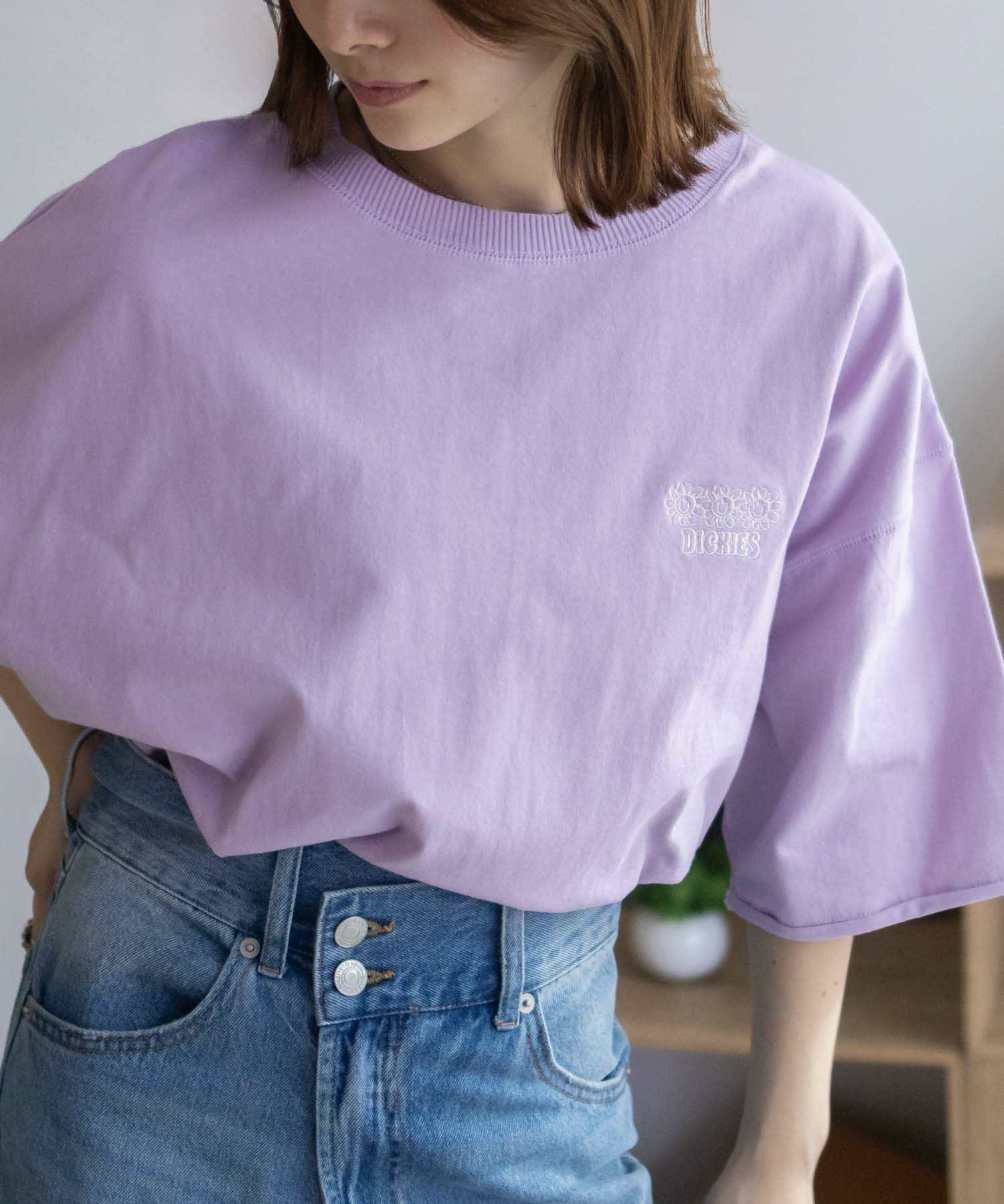 Dickies  配色ステッチ五分袖Tシャツ レディース メール便 対応商品商品画像-14