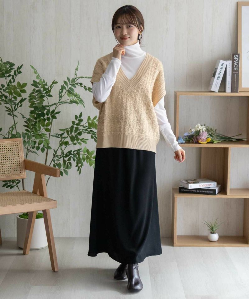 美品✨パラスパレス コットン ニット ベスト ライトベージュ ゆったり 送料無料】 バックリボンニットベスト 4色 洗える トップス ニット