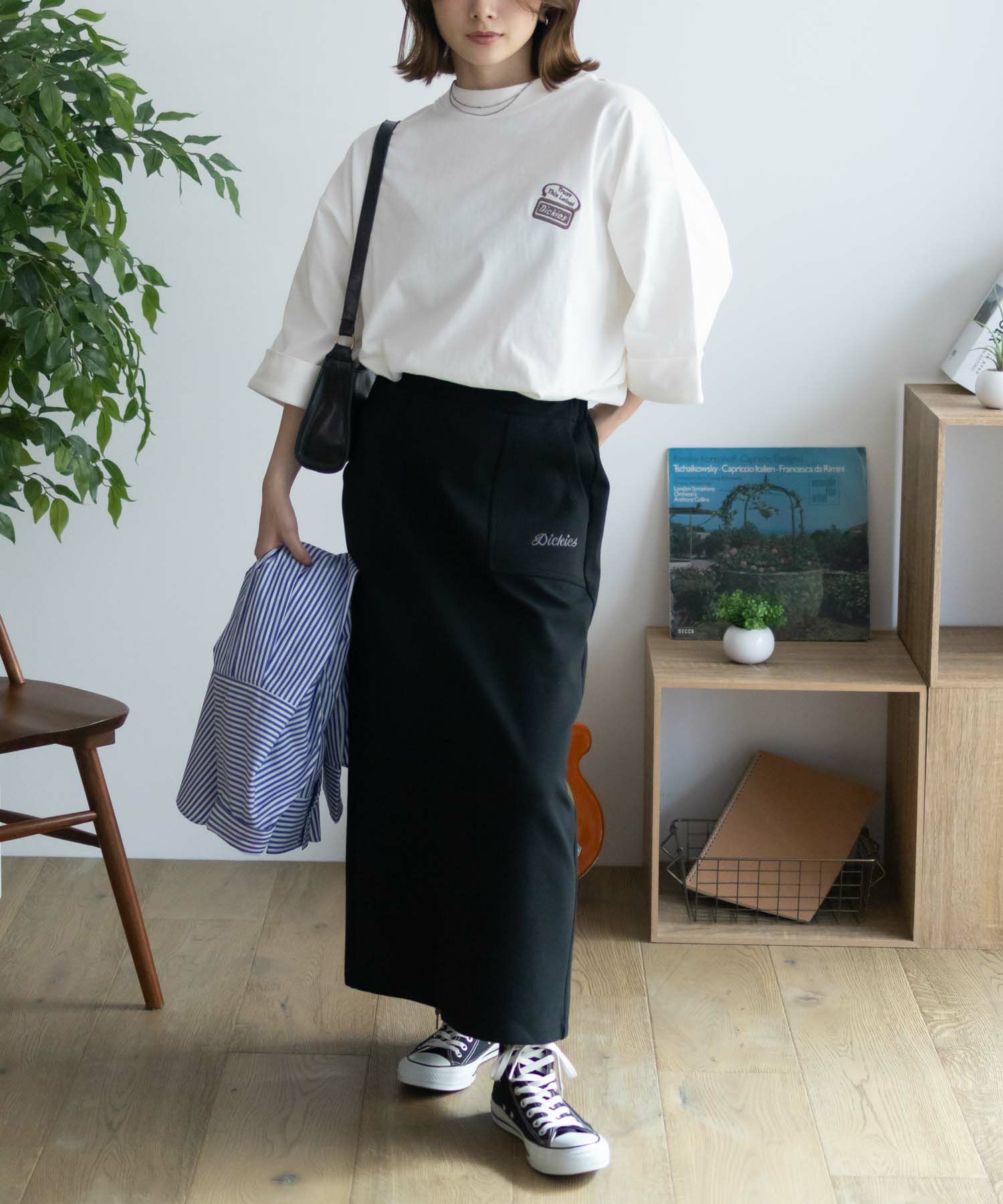 Dickies ポンチ素材 ストレッチスカート レディース