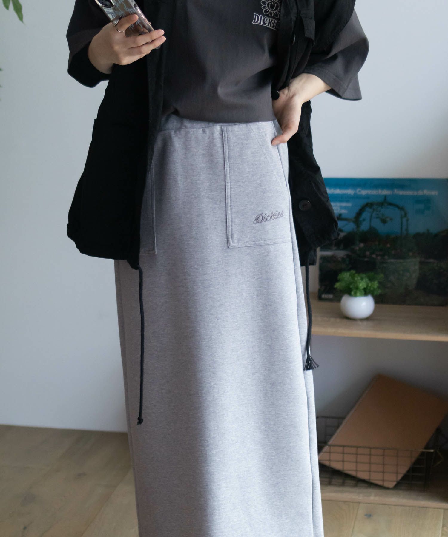 Dickies ポンチ素材 ストレッチスカート レディース