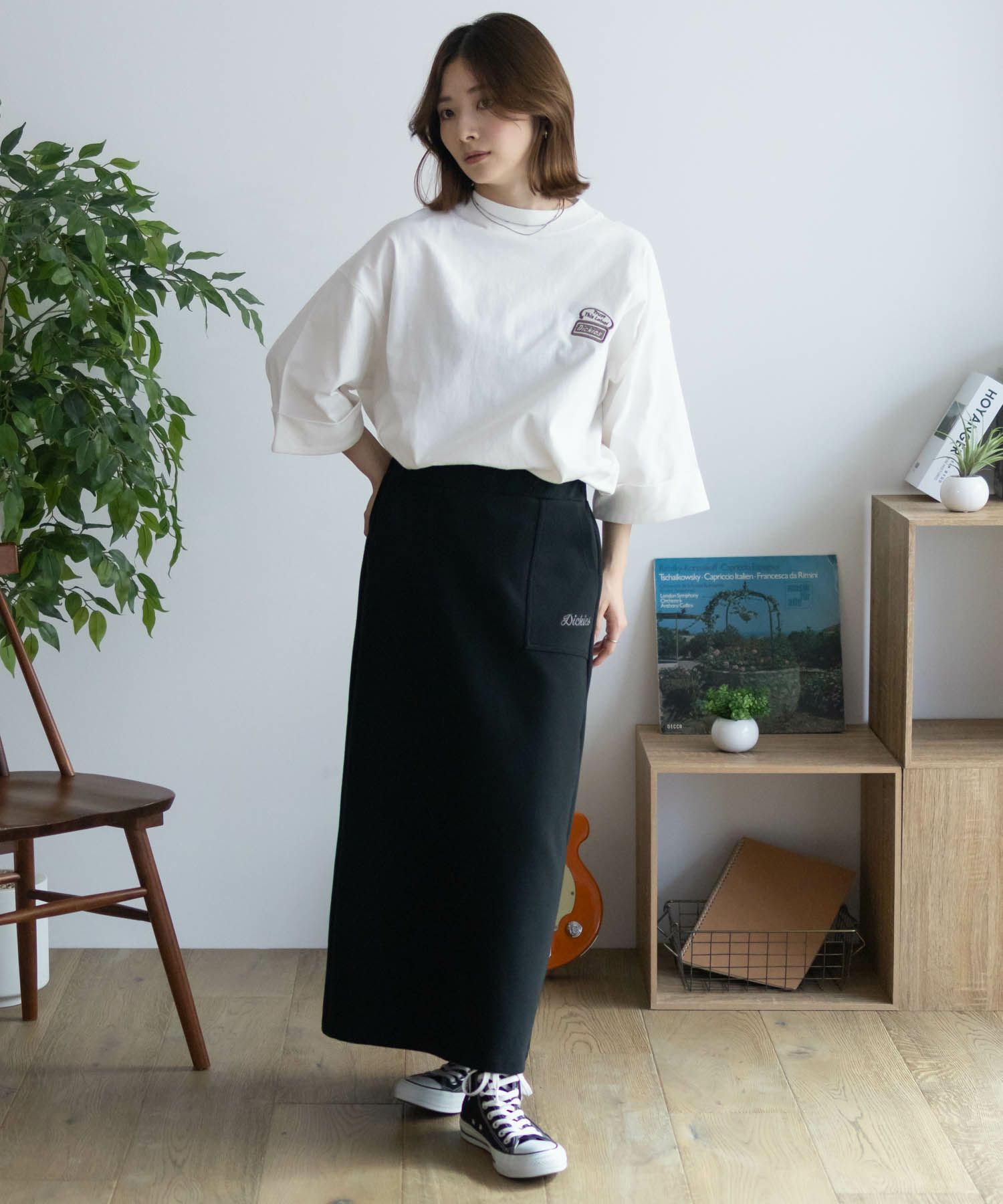Dickies ポンチ素材 ストレッチスカート レディース