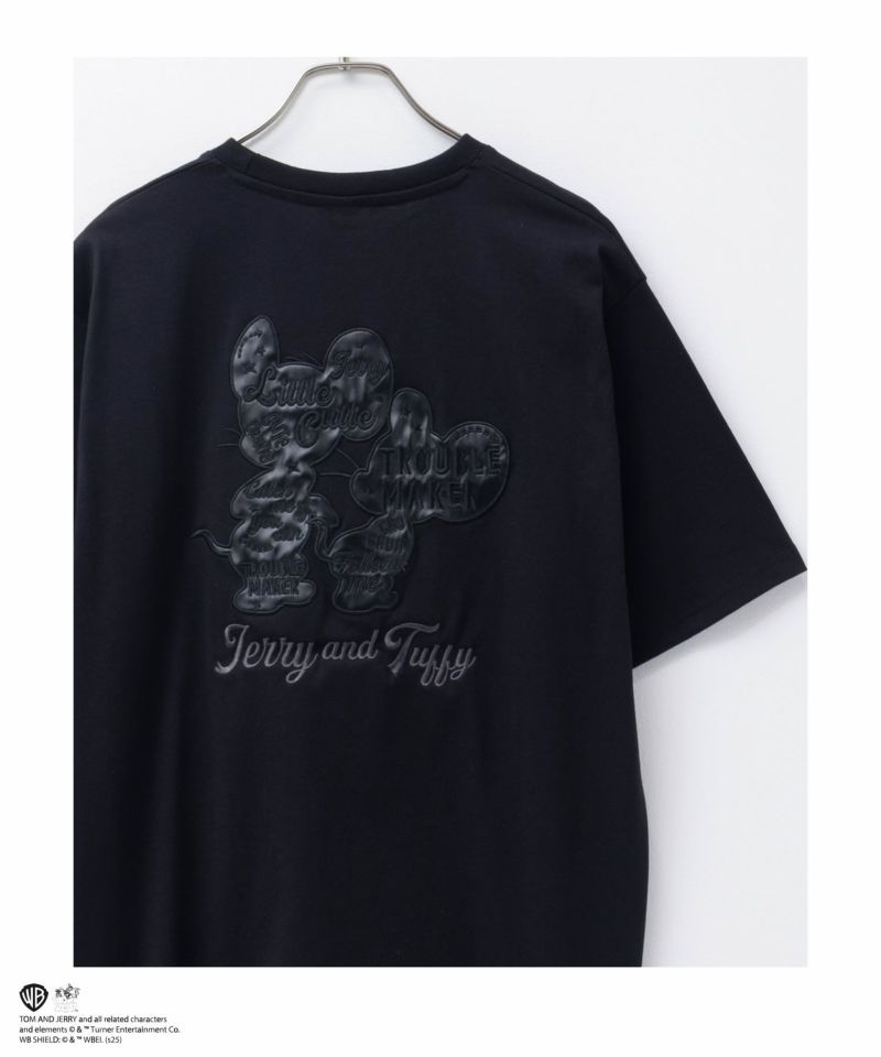 Tom and Jerry 合皮ワッペン半袖Tシャツ メンズ ネコポス 対応商品商品画像-1