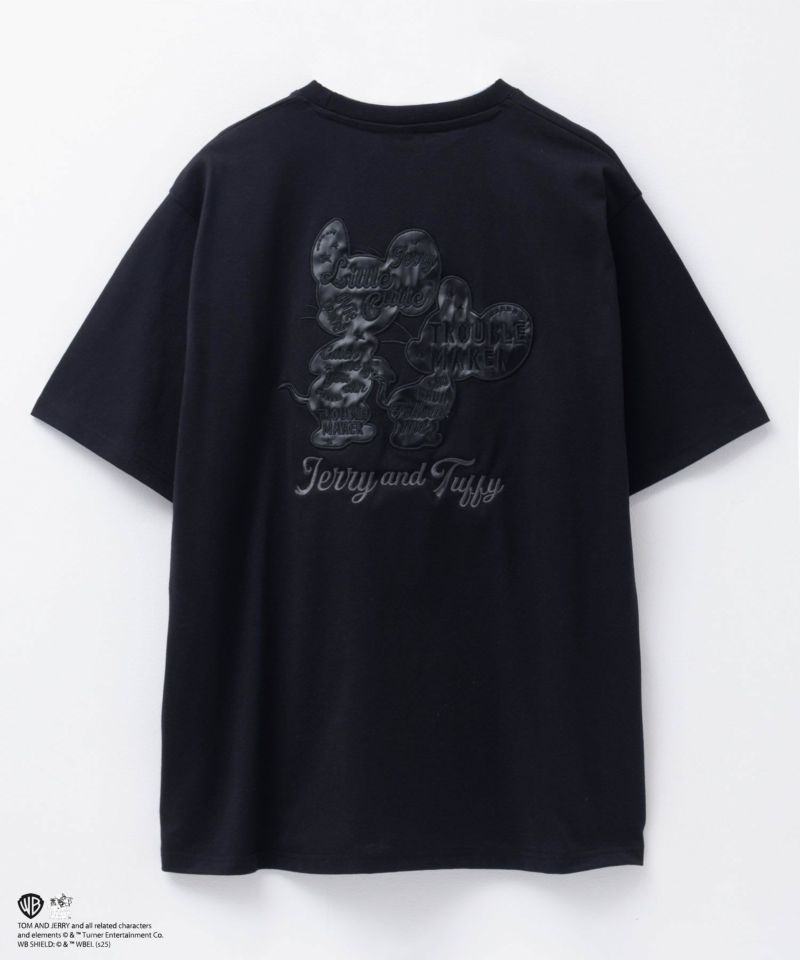 Tom and Jerry 合皮ワッペン半袖Tシャツ メンズ メール便 対応商品商品画像-4