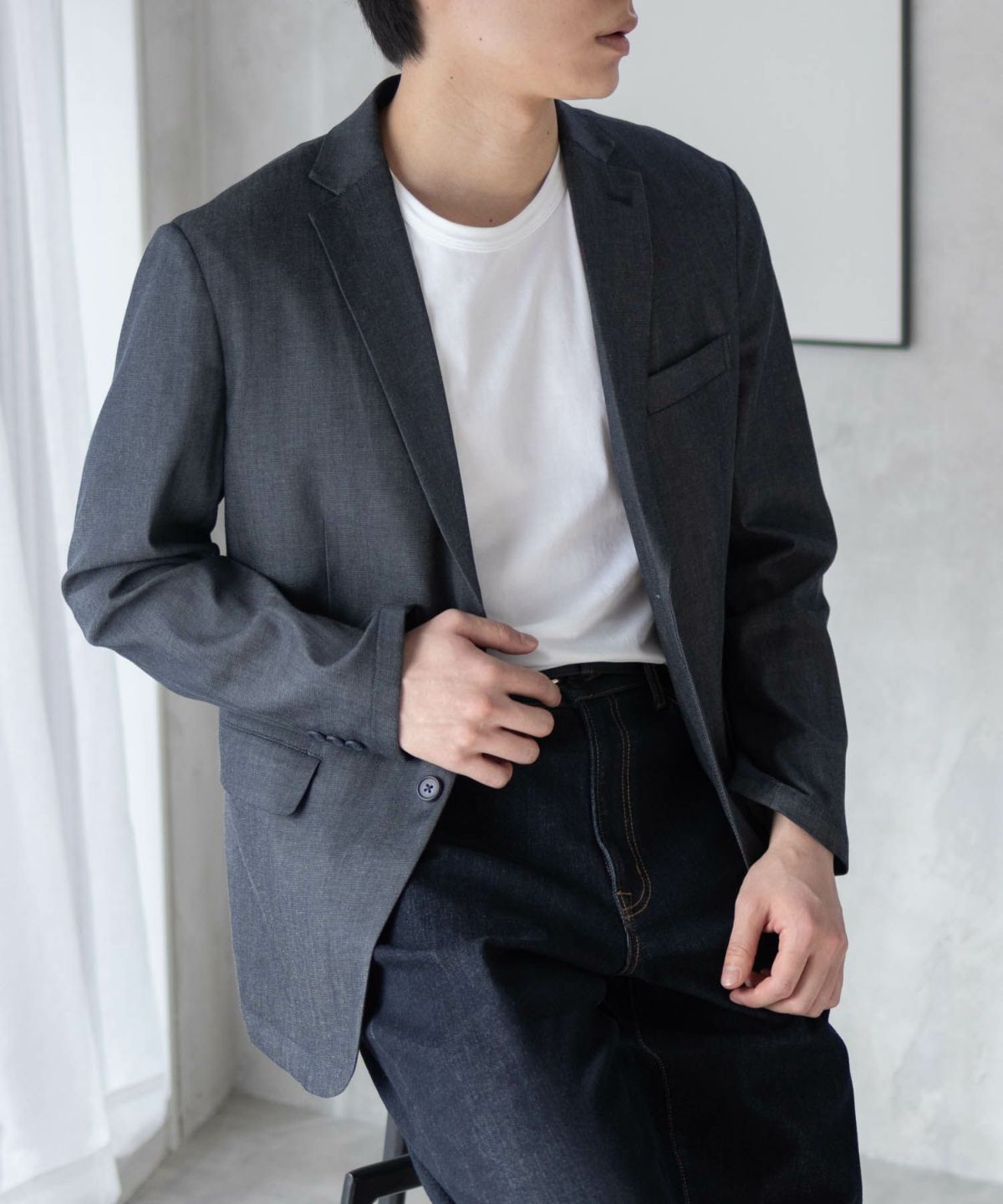 NAVY デニムライクジャケット メンズ