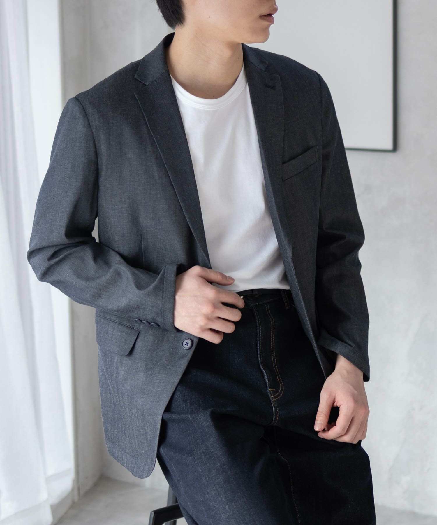 NAVY デニムライクジャケット メンズ