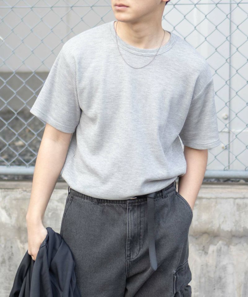 NAVY  ワッフルクルーTシャツ メンズ商品画像-2