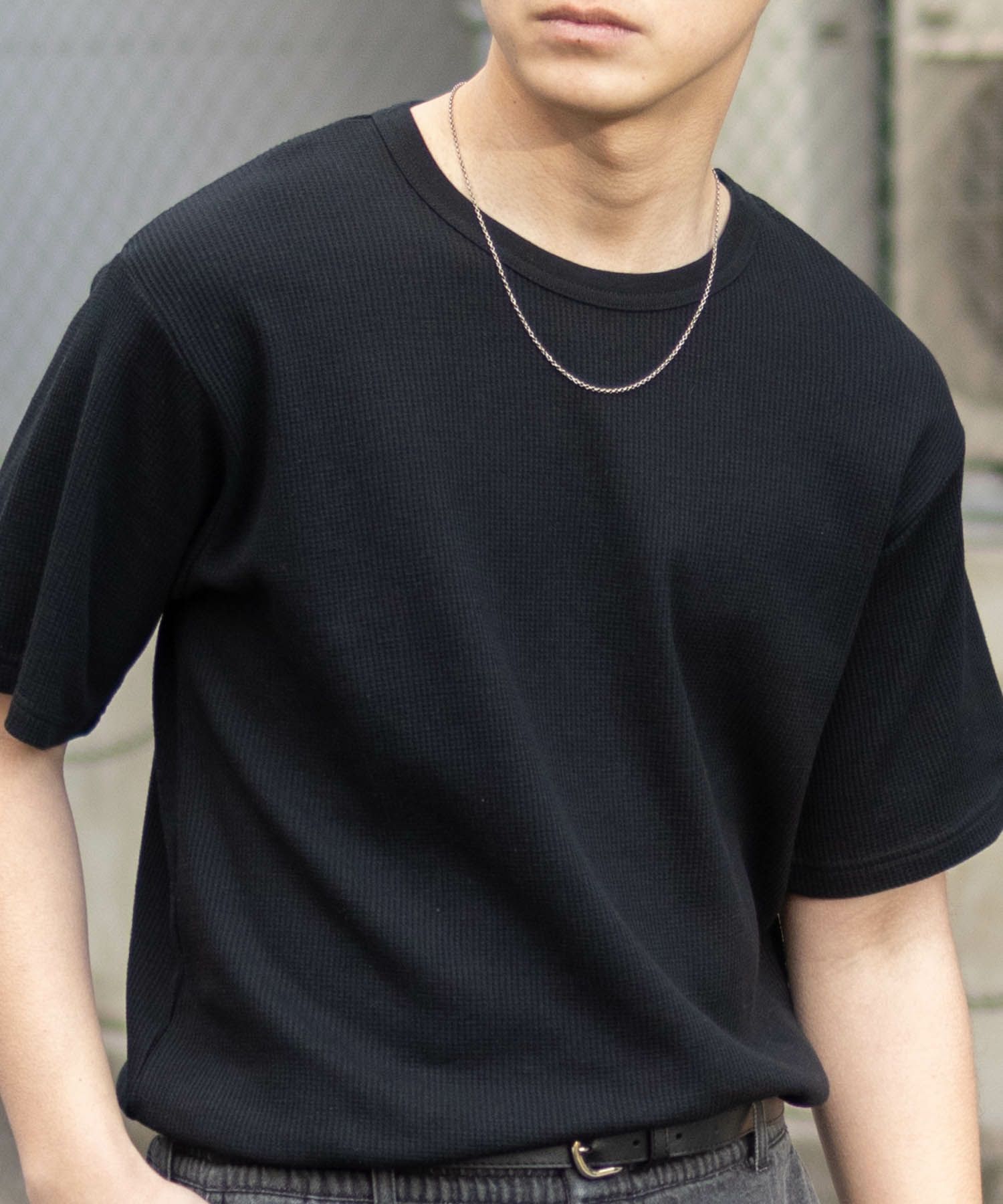 NAVY  ワッフルクルーTシャツ メンズ商品画像-3