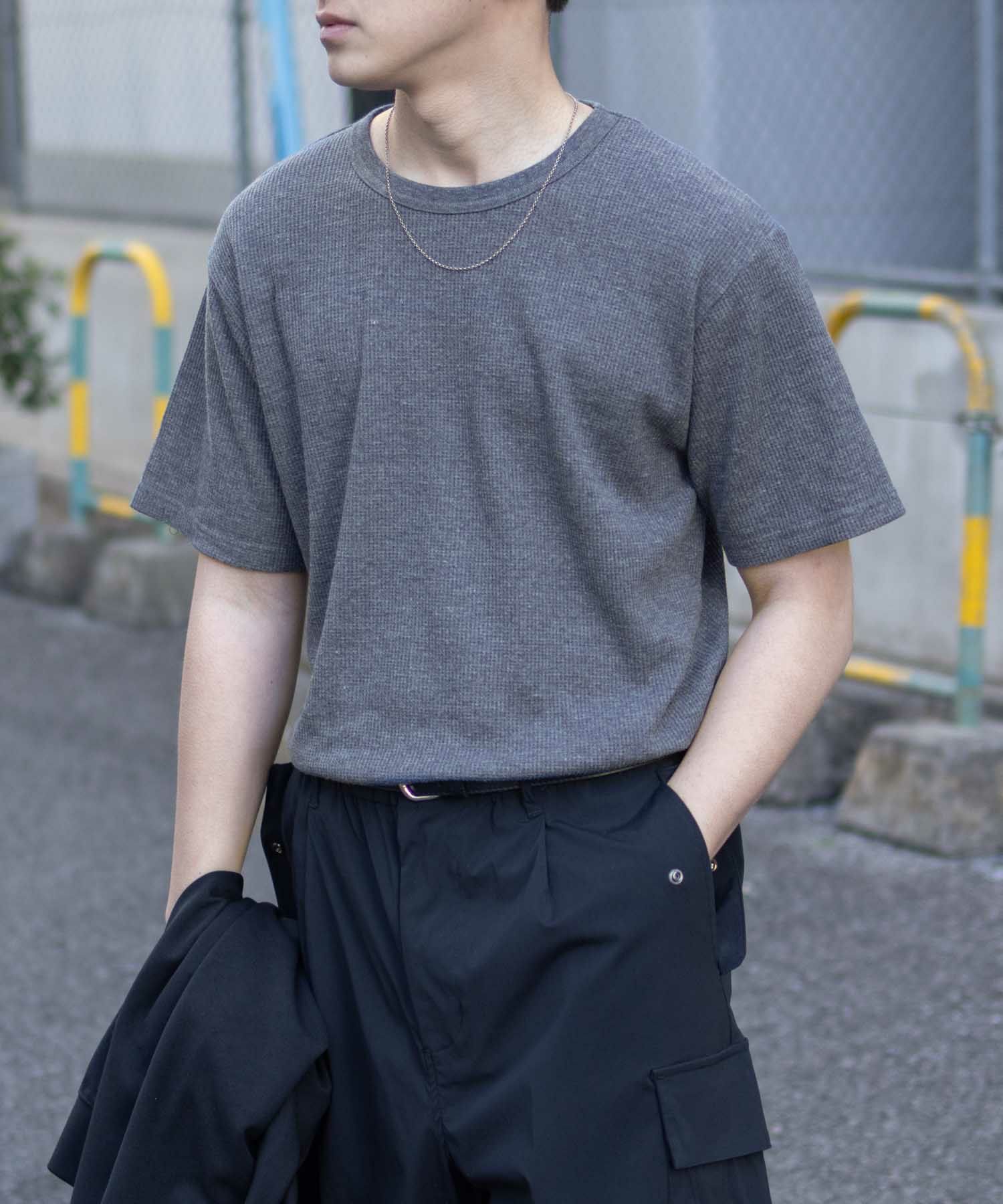 NAVY  ワッフルクルーTシャツ メンズ商品画像-5