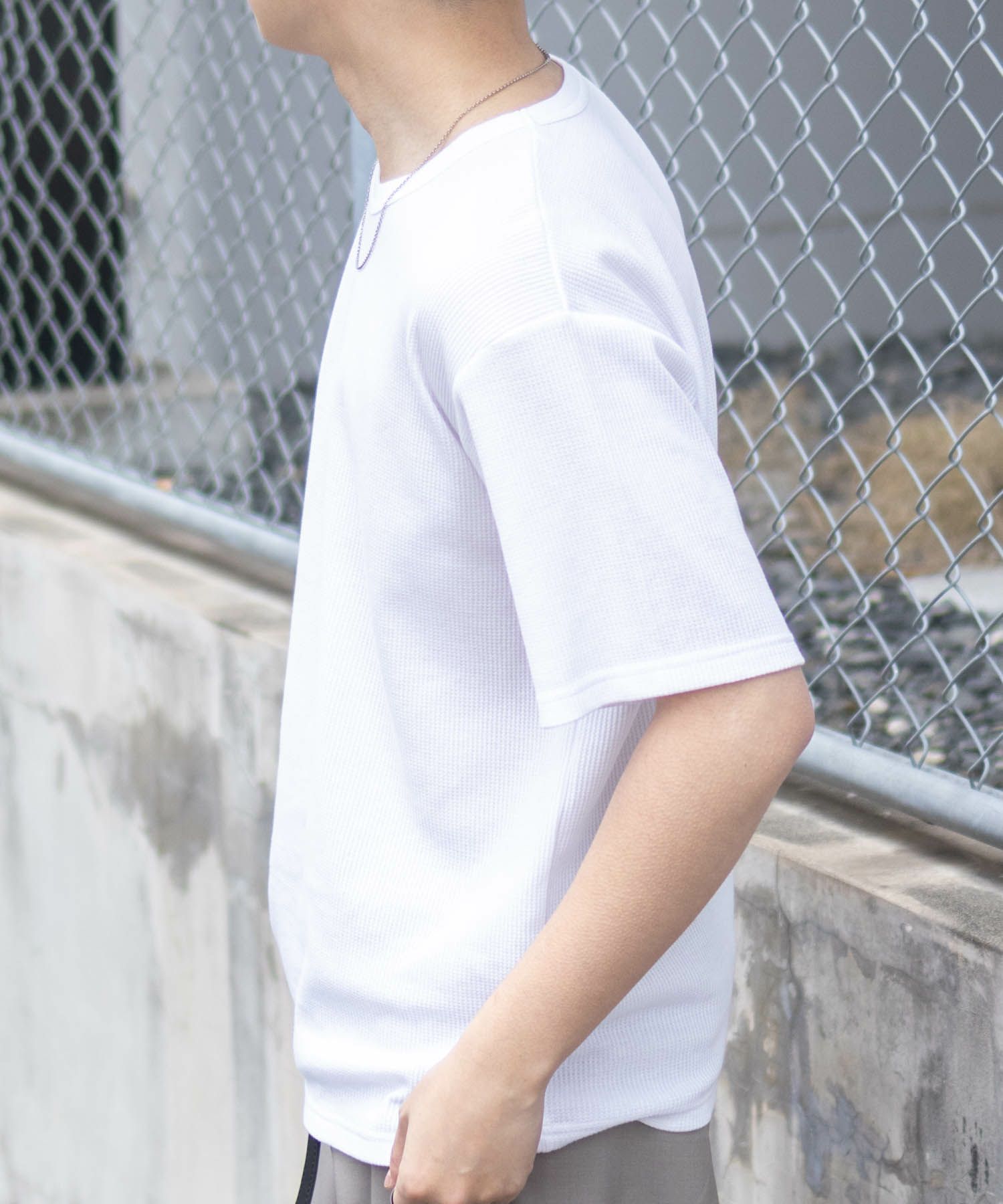 NAVY ワッフルクルーTシャツ メンズ商品画像-8