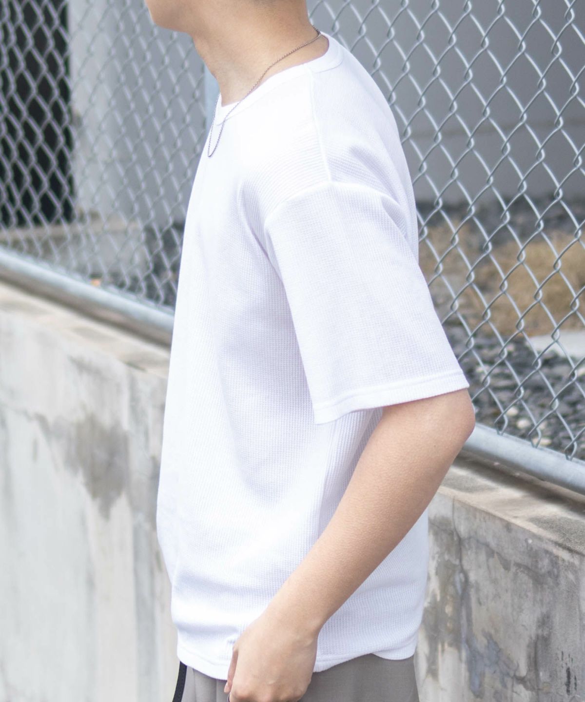 NAVY ワッフルクルーTシャツ メンズ