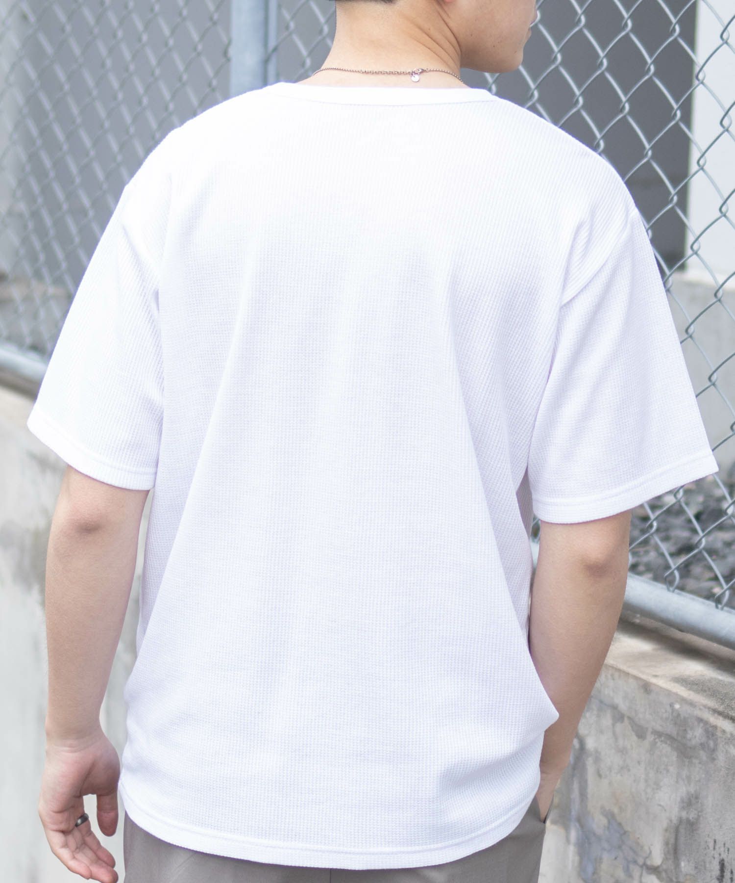 NAVY  ワッフルクルーTシャツ メンズ商品画像-9