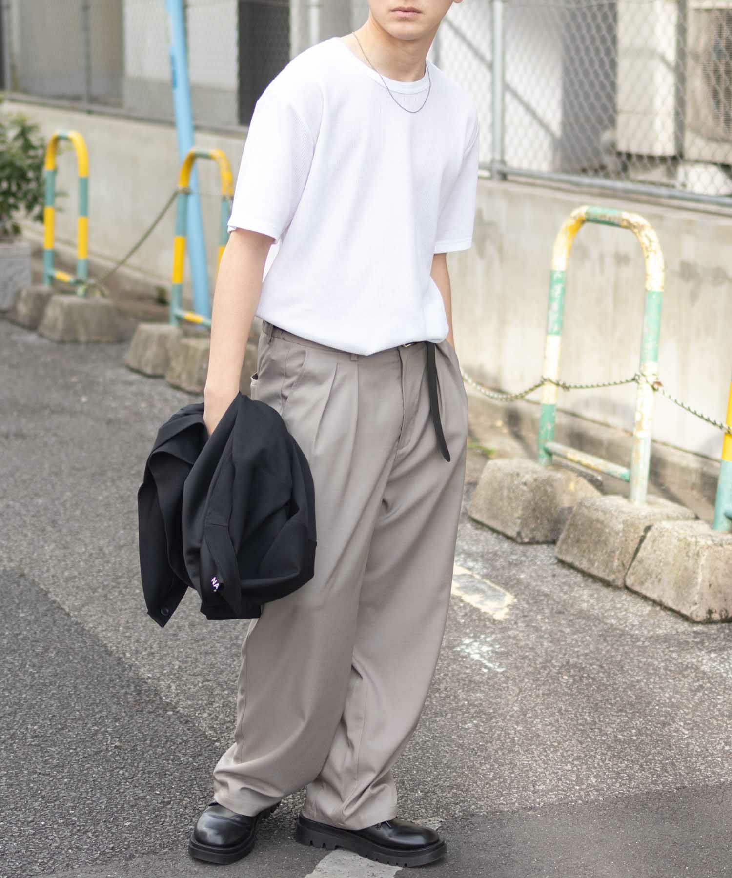 NAVY ワッフルクルーTシャツ メンズ
