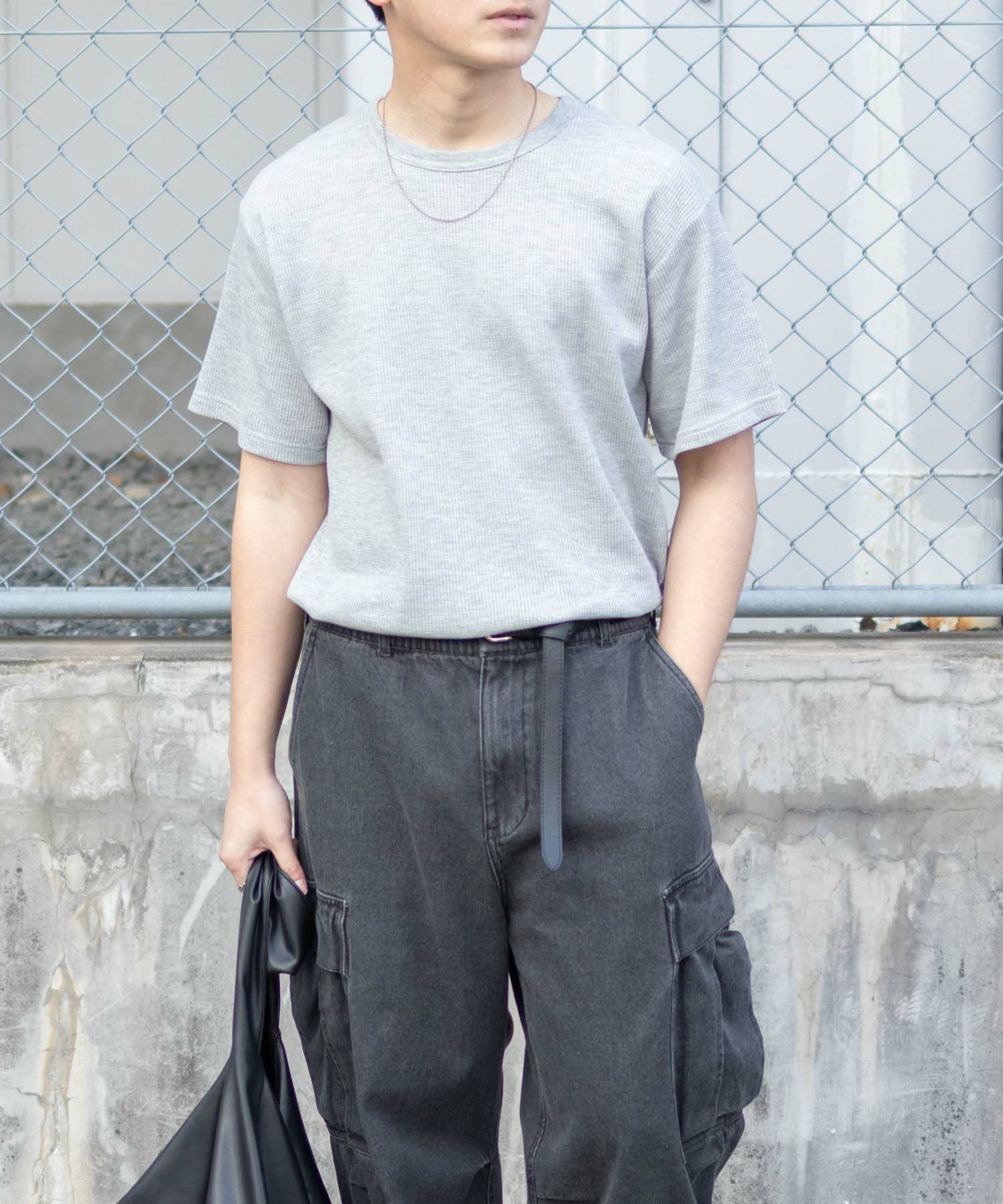 NAVY ワッフルクルーTシャツ メンズ